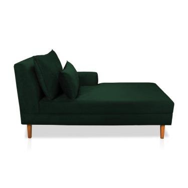 Imagem de Divã Chaise Jade 1,60 Cm Pés Chanfrado Suede Verde