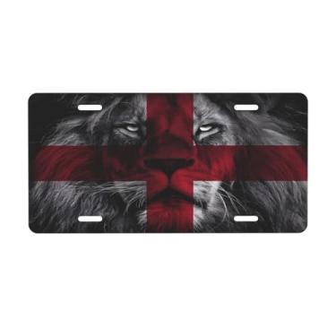 Imagem de KOSUES Inglaterra Britânica Reino Unido Inglês Bandeira de Leão Placa de Licença de Alumínio 15 x 30 cm Capa de Placa Frontal de Carro Acessório Decoração de Carro Novidade Etiqueta de Decoração de