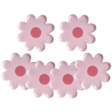 Imagem de NOVIPEROW Pacote com 50 pratos de papel em forma de flor, pratos de margarida rosa claro de 17 cm, pratos de sobremesa descartáveis premium para dia dos namorados, aniversários, chás de bebê e festas