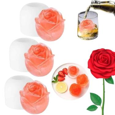 Imagem de 1 molde de cubo de gelo rosa grande de 7 cm para café, chá de leite, cola, vinho tinto, máquina de gelo de silicone