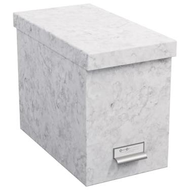 Imagem de Bigso John Caixa organizadora de arquivos pendurada de papelão para papéis tamanho carta – Caixa de arquivo de pendurar durável com tampa e suporte de etiqueta – coberta em laminado de papel – L 18 x