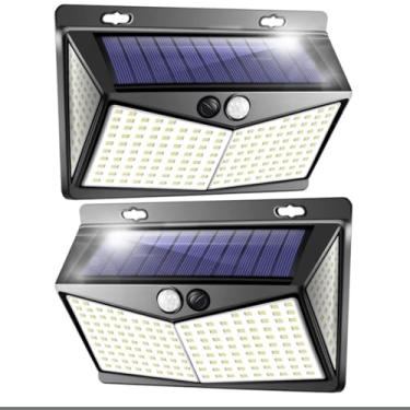 Imagem de Luz Solar Externa 468 LEDs Com Sensor Movimento Certificação CE, IP65 À Prova D'água, 3 Modos Iluminação, Movida A Energia Solar E Sem Fio Para Pátio, Jardim, Cerca, Varanda E Porta De Entrada(2Pack)