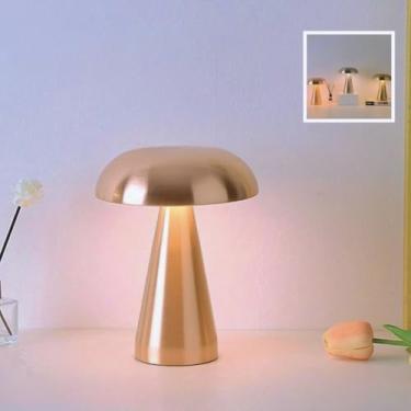 Imagem de Abajur Quarto，LumináRia de Mesa Led Recarregável Abajur Cogumelo Touch Luminária de Mesa Recarregável Led Decoração Unidade Ou Kit(Rose)