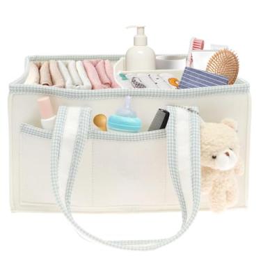 Imagem de Organizador de fraldas com alça, organizadores de bebês e armazenamento para trocadores, itens essenciais para recém-nascidos, cesta portátil para fraldas, berçário e viagens