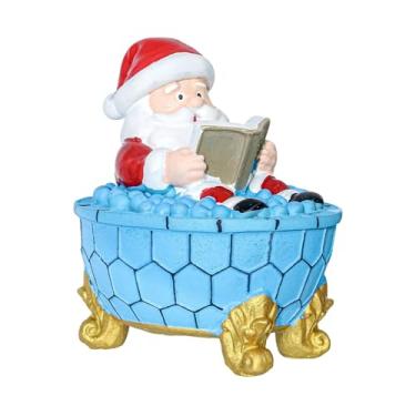 Imagem de predolo Luminária de leitura com Papai Noel para banho de espuma, decoração natalina colecionável, enfeite de mesa, estátua do Papai Noel para escritório e