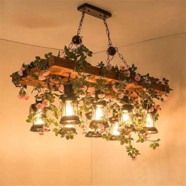 Imagem de Lustre Americano Pastoral LED Industrial Retrô Criativo Música Restaurante Bar Cafeteria Loja de Chá Loja de Roupas Plantas Verdes Decoração Luminária Pendente (TB 8 Lâmpadas)