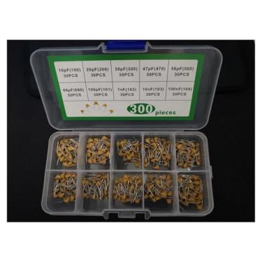 Imagem de 1 kit de capacitor monolítico de 300 peças 10 valores*30 peças 100 200 300 470 560 680 101 102 103 104 10/20/30/4756/68/p/pf 1nf 100nf 100nf