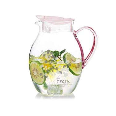 Imagem de Jarros de água fria, grande capacidade, filtro, jarro de chá, jarro de suco doméstico, jarro refrigerado doméstico, jarro multiuso 1800 ml (cor: vermelho tamanho: 8 * 20 * 10 cm)