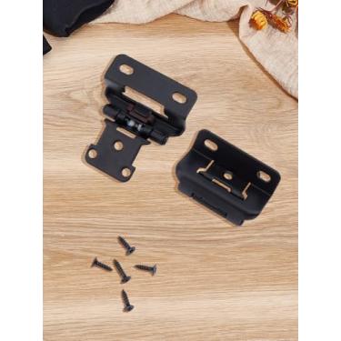 Imagem de 2 conjuntos de dobradiças de porta de ferro, acessórios de porta de guarda-roupa dourado, dobradiças de armário com moldura de rosto de fechamento automático com parafuso para acessórios de mesa de