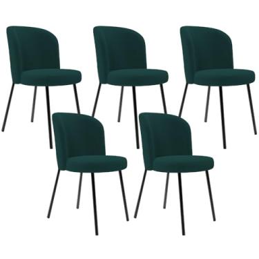 Imagem de Kit 5 Cadeiras Sala de Jantar Estofada Gavi L02 Bouclê Verde - Lyam Decor