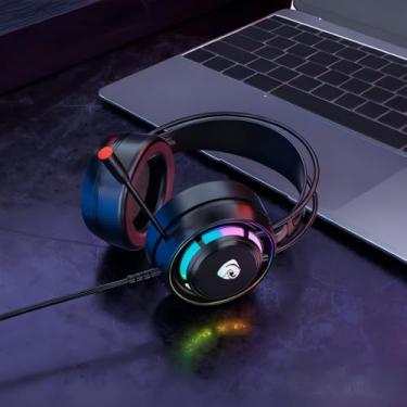 Imagem de 3.5mm Gaming Headset for PC-Wired RGB Led Headphones with 50MM Drivers, 360 Spatial Audio, Game/Music Dual Modes, Comfort Design, Noise Cancelling Mic, for Laptop, PC, Black