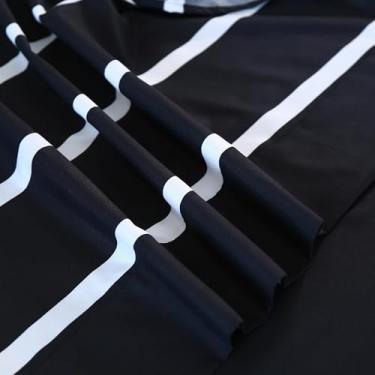 Imagem de MAG Lençol liso listrado tamanho solteiro apenas, lençol de cima guingão à base de preto e branco, microfibra super macia para amantes de listras, tamanho solteiro (165 x 241 cm).