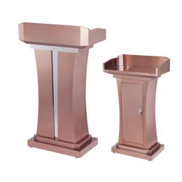 Imagem de SPXMQSS Suporte de púlpito para igreja, palestras de metal para palestras, palestras, palestras, casamentos, salas de aula, 68 x 36 x 113 cm, ouro rosa