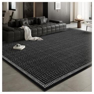Imagem de SPXMQSS Tapetes laváveis para sala de estar, preto macio tapete de sala de estar antiderrapante e resistente a manchas tapetes grandes para sala de jantar, escritório, quarto, sofá e mesa de centro C