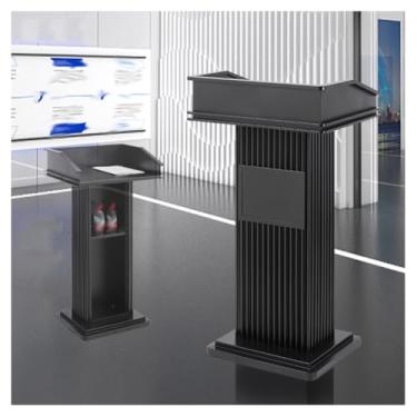 Imagem de SPXMQSS Suporte de púlpito para igreja, pódio de fala no chão com ampla superfície de leitura e prateleira de armazenamento para conferência escolar, escritório da igreja, 59 x 47 x 112 cm, preto