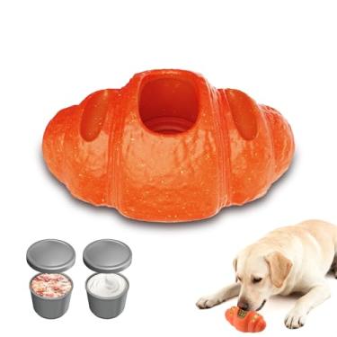 Imagem de Leopacat Brinquedo de cachorro indestrutível para mastigadores agressivos, suporte de petiscos congelados com moldes duplos de comida, brinquedo de mastigar durável para cães de raças grandes e médias