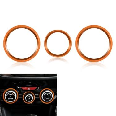 Imagem de TOMALL 3 peças AC Climate Knob Outer Ring Covers compatíveis com Subaru Forester 2019-2024, Impreza Crosstrek XV 2018-2023 console central guarnição botão ar condicionado acessórios interiores do