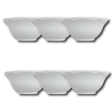 Imagem de Kit 6 Bowl Tigela Sobremesa Relevo Cottage 510 ml Branco