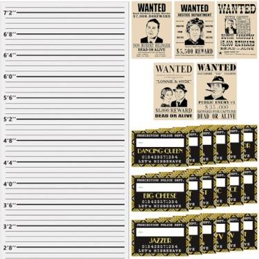 Imagem de musykrafties Adereços Para Cabine De Fotos De Caneca Dos Anos 20, Cenário Para Gráfico De Altura, Pacote Com Pôsteres De Placas De Procurados, 26 Unidades