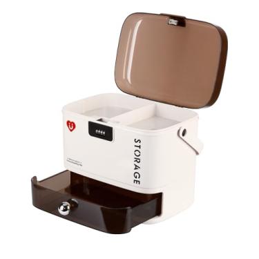 Imagem de Saim Cofres combinados, caixa de remédios com fechadura, organizador portátil de armário de remédios para kit de primeiros socorros domésticos, design à prova de crianças, senha de 4 dígitos