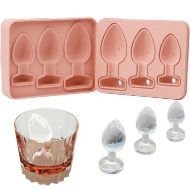 Imagem de Molde de cubo de gelo da Prank, bandejas de silicone para cubos de gelo com tampa para uísque, coquetel, suco e mais (rosa)