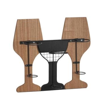 Imagem de Fenteer Suporte de parede para vinhos, economiza espaço, comporta até 3 garrafas, possui suporte para toalhas e é ideal para cafés, porões e restaurantes.