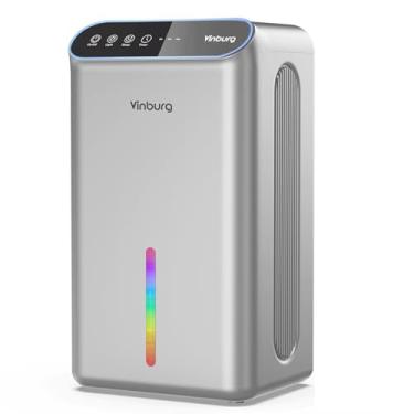 Imagem de Desumidificadores para casa (tanque de água de 2409.7 g, 800 pés quadrados) pequeno desumidificador silencioso para porão quarto banheiro com mangueira de drenagem, temporizador de 3 engrenagens, modo