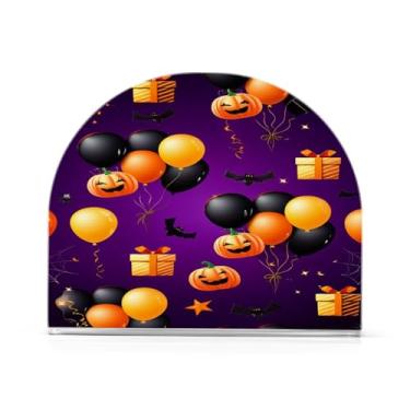 Imagem de Wassud Balões temáticos de Halloween, porta-guardanapos de acrílico, dispensador de guardanapos de papel moderno em forma de U para mesa, cozinha, sala de jantar, bancada 1 peça (comporta 50-60