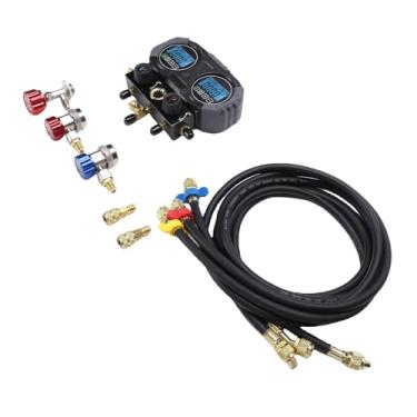 Imagem de Hyuduo Medidor Digital de Coletor único para Kit de Recarga de Refrigerante HVAC Com Válvula de Esfera de Nível Industrial Tela LCD TFT Faixa de Pressão de 6000 Kpa para Recuperação de Testes de