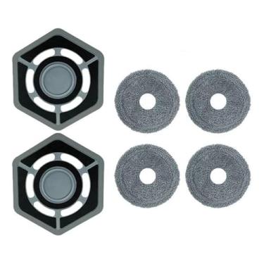 Imagem de Suporte para pano de limpeza preto e cinza + pano de esfregão - Acessórios de limpeza doméstica, compatível com o aspirador robô Ecovacs Deebot N9 / N9+
