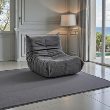 Imagem de Genérico, Poltrona Togo Pluff Prensada em Bouclé Luxo Design Moderno Conforto Premium Montagem Instantânea (cinza)