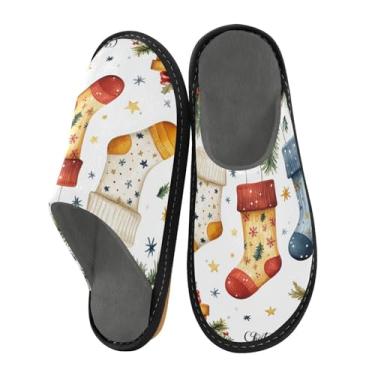 Imagem de STAYTOP Lindas pantufas de Natal coloridas para mulheres, chinelos masculinos felpudos, espuma viscoelástica macia e confortável, antiderrapante, sapatos para uso interno e externo-25, A, Medium
