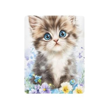 Imagem de Burbuja Lençol de berço para meninas e meninos, com pintura de flor de gato, macio, respirável, lençol para berço padrão e colchões, 68,5 x 99 cm