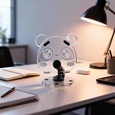 Imagem de Suporte giratório dobrável para tablet, suporte de mesa panda, suporte de mesa fofo para tablets e e-readers (preto)