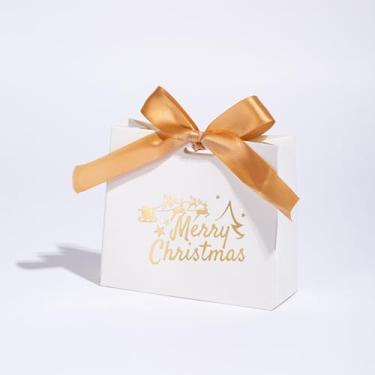 Imagem de Caixas de presente de Natal com fita - design festivo de "Feliz Natal" vermelho e verde para doces, chocolates e pequenos presentes - Ideal para decoração de férias, lembrancinhas de festa e enfeites