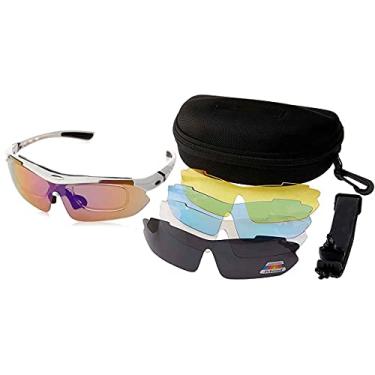 Imagem de Kit Óculos Ciclismo Bike 5 Lentes Polarizado Suporte Grau (Branco)