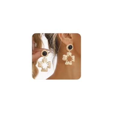 Imagem de Brincos de cruz grossa dourada para mulheres, brincos vintage com pingente de crucifixo grande, brincos de cruz grossa, acessórios de joias para presente de batismo, Large, Liga de aço, Sem pedra