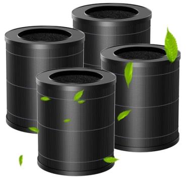 Imagem de Pacote com 4 filtros de substituição MR2566 para purificador de ar MORENTO MR2566, filtro de substituição 3 em 1 H13 True HEPA e carvão ativado, versão padrão, preto