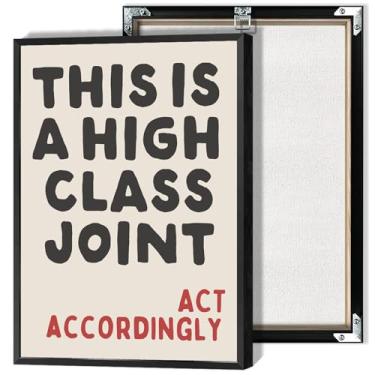 Imagem de Vintage This Is A High Class Joint Poster Bold Preto e Vermelho Tipografia Tela Arte de Parede Act Concordingly Minimalista Impressão Pintura para Casa Quarto Dormitório Decoração de Parede 20,3 x