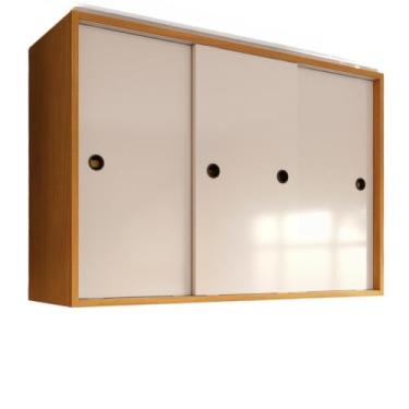 Imagem de Armario De Cozinha Aereo Com Tres Portas Delizantes Armario Suspenso Lavanderia(Nature Off)