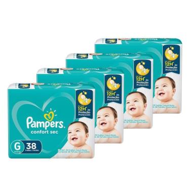 Imagem de Fralda Descartável Pampers Confort Sec Tamanho G - 4 Pacotes com 38 Fraldas - Total 152 Tiras