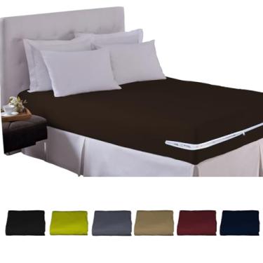 Imagem de Capa de Colchão Casal com Zíper Tecido Malha Arte Cazza (Marrom, Casal)