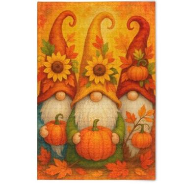 Imagem de Autumn Gnomes Sunflowers Orange Jigsaw Puzzles for Adults 500 Pieces Landscape Artwork Fun Puzzles for Adults Lovers White Elephants Gifts, 500 Pieces, 20.5" x 14.9"