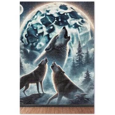 Imagem de Quebra-cabeça com estampa de lobo 1000 peças, presentes de elefante branco, decoração de casa, arte de decoração de casa, 75 x 40 cm