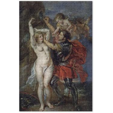 Imagem de Quebra-cabeça Rubens Painting Perseus Andromeda 1000 peças adulto paisagem floral divertida família quebra-cabeças presentes para jogo de elefante branco, 75 x 40 centímetros