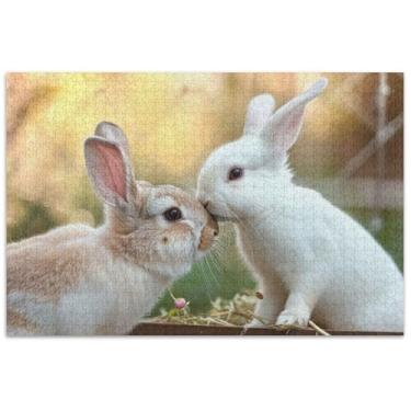Imagem de Quebra-cabeça de coelho beijando dia dos namorados para adultos, 500 peças, elefante branco, presentes exclusivos, jogos, arte