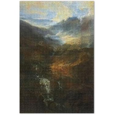 Imagem de J. M. W. Turner imprime Coniston paisagem 1000 peças, presentes para adultos, jogo de elefante branco, quebra-cabeças divertidos para adultos, decoração de pintura animal, 75 x 40 cm