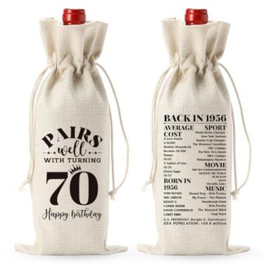 Imagem de Presentes de aniversário de 70 anos para mulheres e homens, presentes de aniversário de 1956 para mulheres, saco de vinho, presentes de 70 anos, sacolas de vinho para mãe, irmã, esposa, amiga, cozinha
