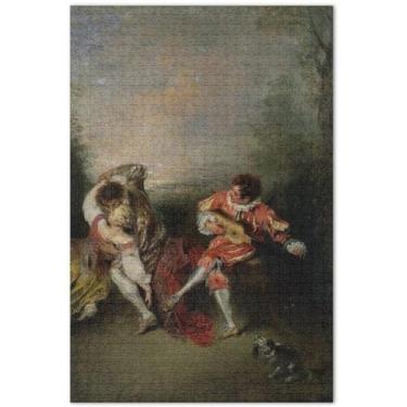 Imagem de Quebra-cabeça personalizado Jean Antoine Watteau Rococó para adultos, 1000 peças, presentes de elefantes brancos, natureza, cenário, paisagem, arte, 75 x 40 cm