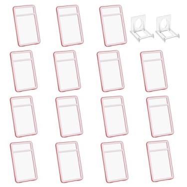 Imagem de PATIKIL Porta-crachá de grau com janelas de dupla face, 15 peças de capa protetora para cartão de identificação, porta-chaves, estojo rígido vertical com suporte de exibição para licenças de crédito